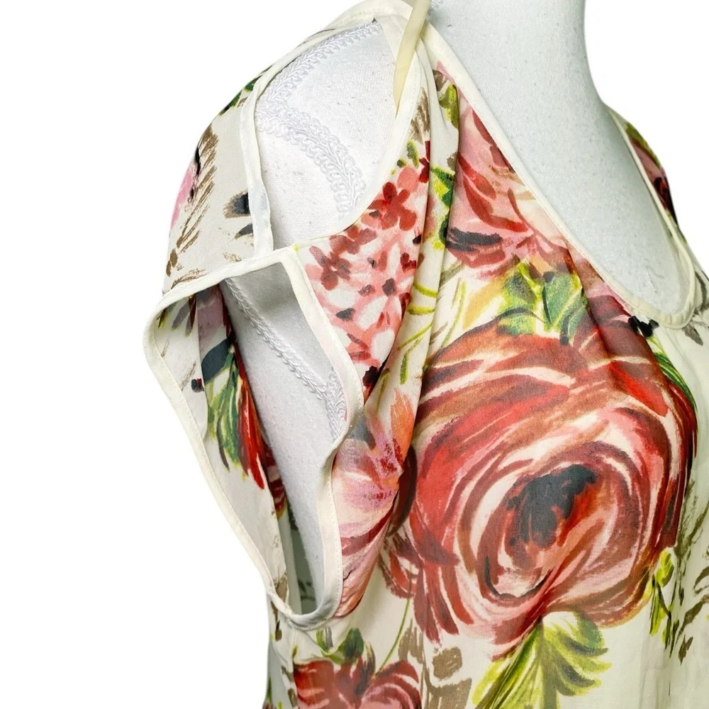 Wet Seal Pink and Cream Floral Semi Sheer Blouse - Picture 5 of 14
